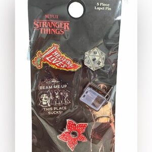 Stranger Things 5 Piece Lapel Pin Set
New With Tags